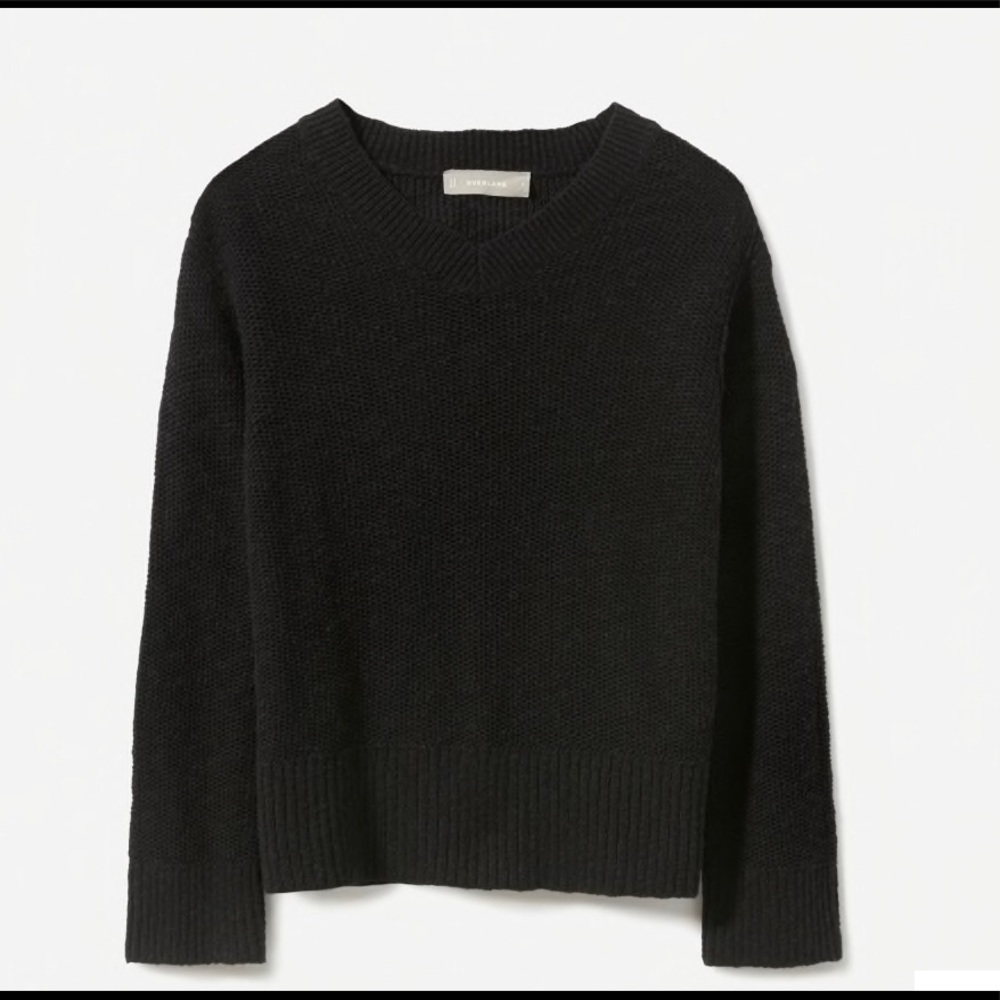 Everlane Cotton Linen V-neck Sweater (Used) -Black